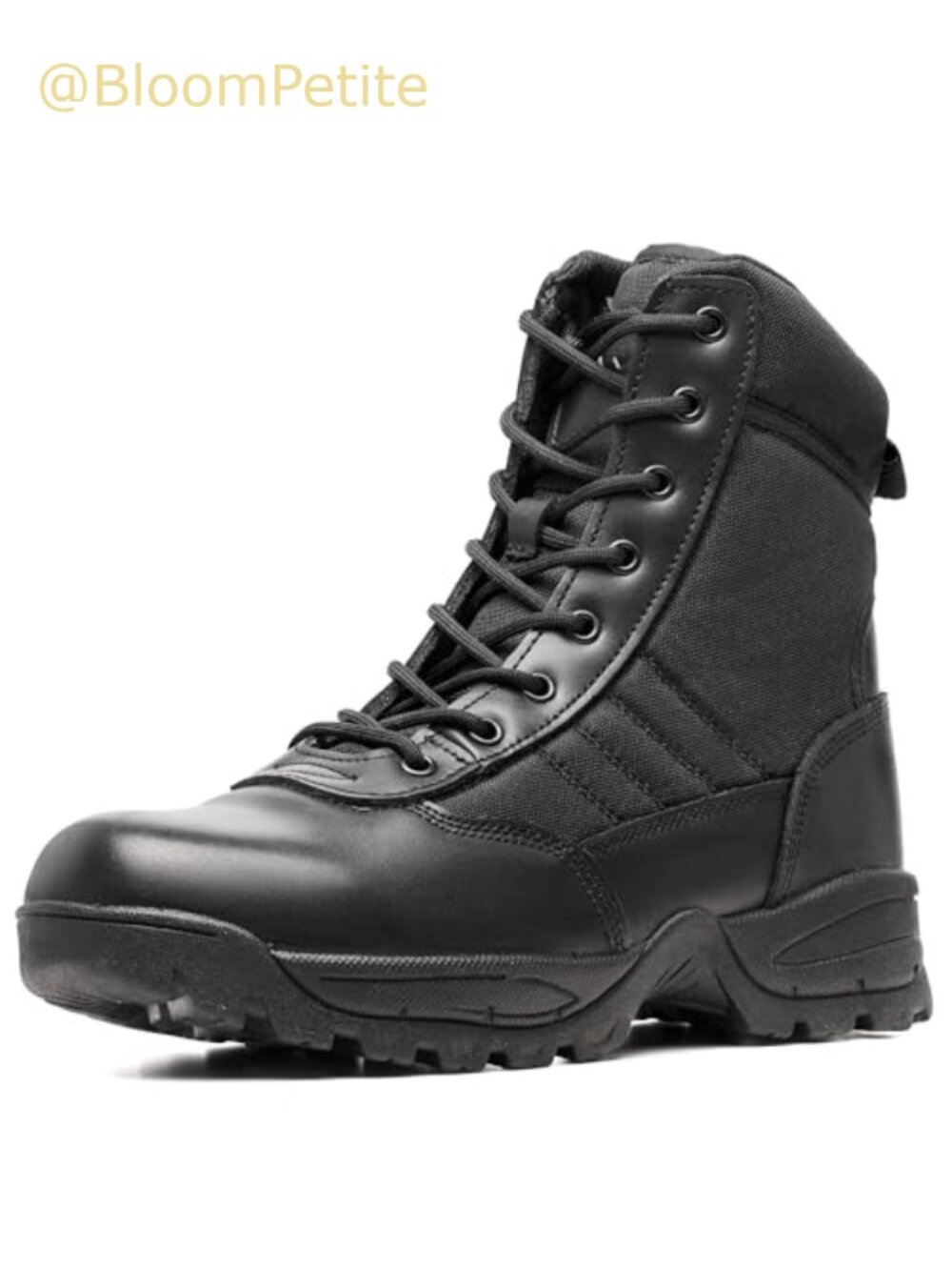 Men's Wideway Full-Grain Leather Tactical Work Boots Side Zipper 8 Inch